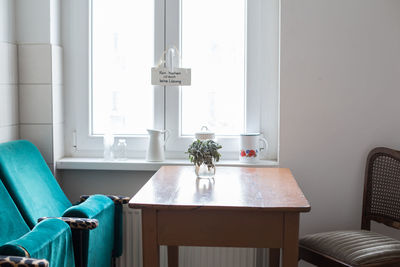 Potted plants on window sill