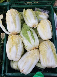 High angle view of pumpkins for sale at market stall