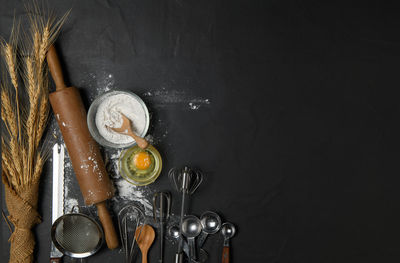 High angle view of ice cream on table