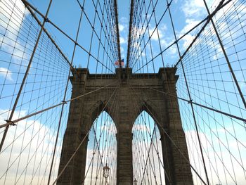 Low angle view of suspension bridge