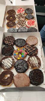 High angle view of dessert on table