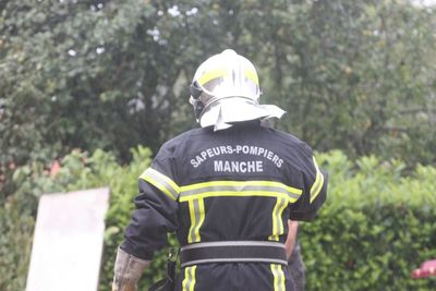 Fireman in protective clothing