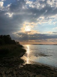 Scenic view of sea against sky during sunset