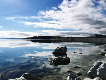 Scenic view of lake against sky