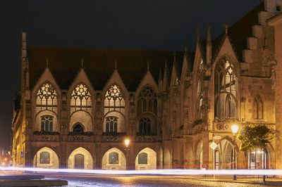 Illuminated building at night