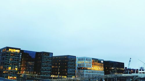 View of buildings against clear sky