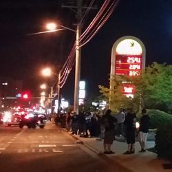 Street light on road at night