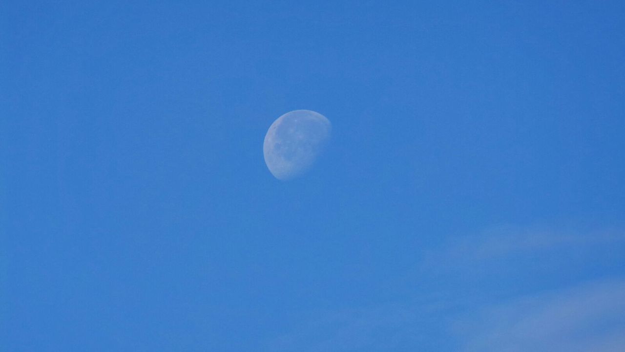 LOW ANGLE VIEW OF HALF MOON IN SKY