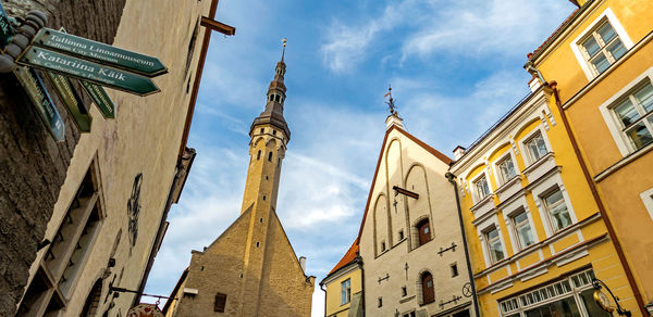 Low angle view of buildings against sky