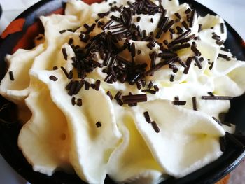 High angle view of ice cream in plate