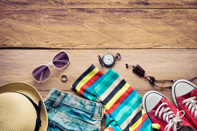 Directly above shot of various objects on table