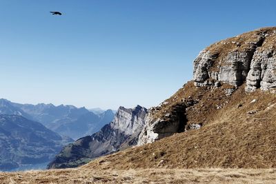 Scenic view of mountains against clear sky