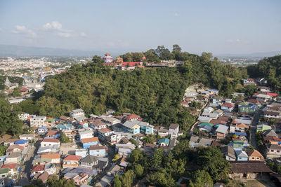 High angle view of townscape against sky