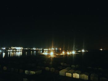 View of calm sea at night