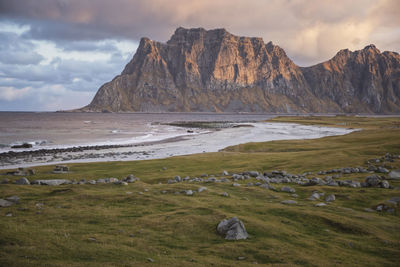 Utakliev beach in norway in autumn