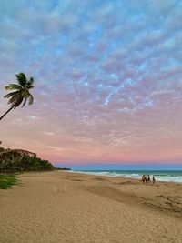 Scenic view of beach against sky during sunset