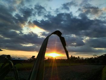 Silhouette field against sky during sunset