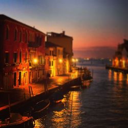 View of canal at sunset