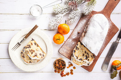 High angle view of food on table