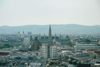 High angle view of buildings in city