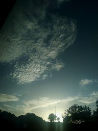 Low angle view of silhouette trees against sky