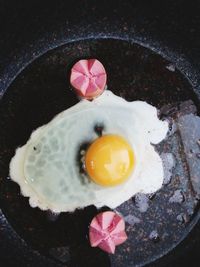 High angle view of breakfast on table