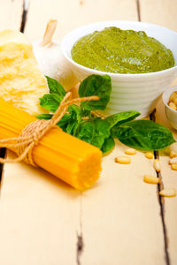 Close-up of food in plate on table