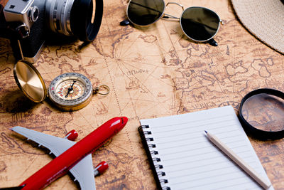 High angle view of sunglasses on table