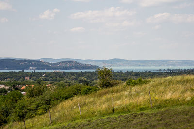 Scenic view of land against sky