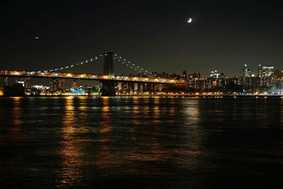 Bridge over river at night