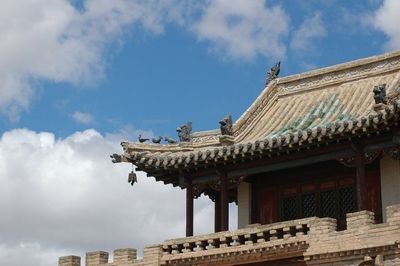 Low angle view of temple against sky