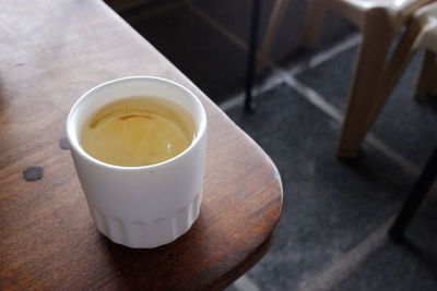 Coffee cup on wooden table