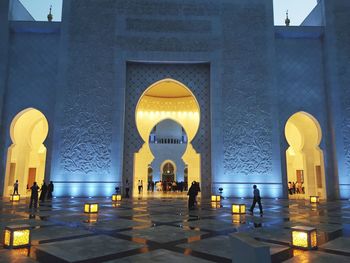 Illuminated lights on floor at sheikh zayed mosque