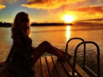 Scenic view of sea at sunset