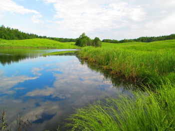 Scenic view of lake against sky