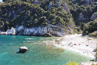 Scenic view of rock formation in sea