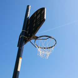 Low angle view of basketball hoop against sky