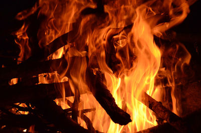 Close-up of fire pit at night