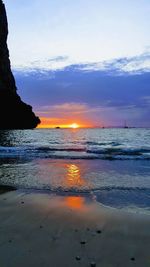 Scenic view of sea against sky at sunset