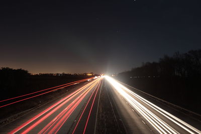 Light trails on highway at night