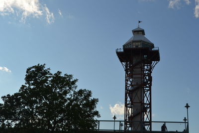 Low angle view of water tower against sky