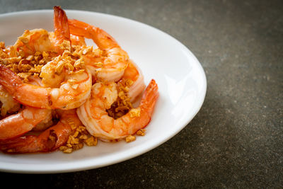 Close-up of food in plate on table