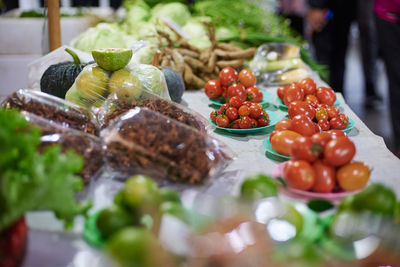 Close-up of fruits in plate on table