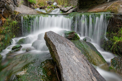 Long exposure of a waterfall at lee bay in exmoor national park