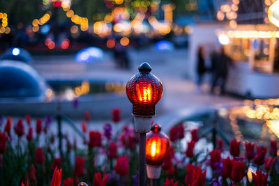 Close-up of illuminated lantern