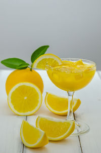 Close-up of oranges on table