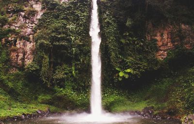 Low angle view of waterfall