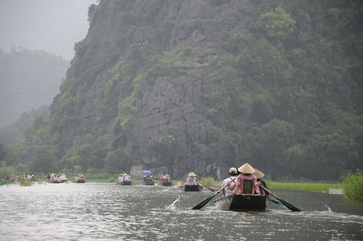 Scenic view of boats in sea
