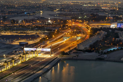 Pearl qatar bridge and underpass aerial view