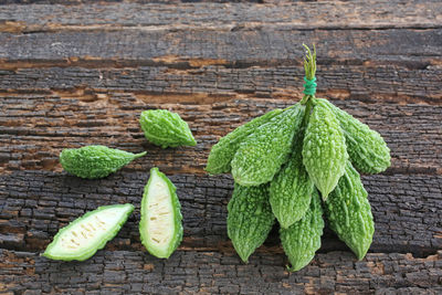 High angle view of fruits on table